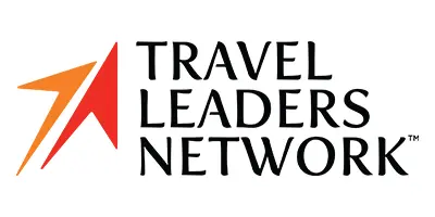 Travel Leaders Network logo with stylized text and red icon.